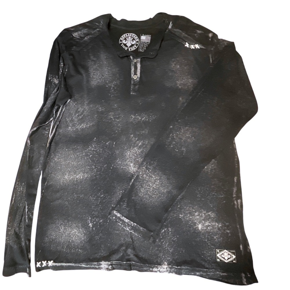 Affliction Live Fast Mens XL Long Sleeve Acid Wash Goth Grunge Thrashed Y2K MMA